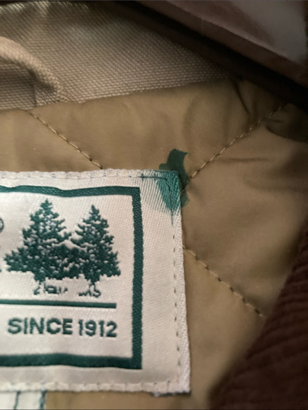 L.L. Bean women's Adirondack Barn Coat quilted lining tan corduroy insulated - Picture 5 of 10